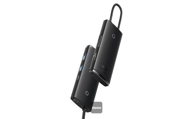 Baseus Lite Series 6-Port Type-C HUB Docking Station (Type-C to HDMI+USB3.0*2+PD+SD/TF)-Black
